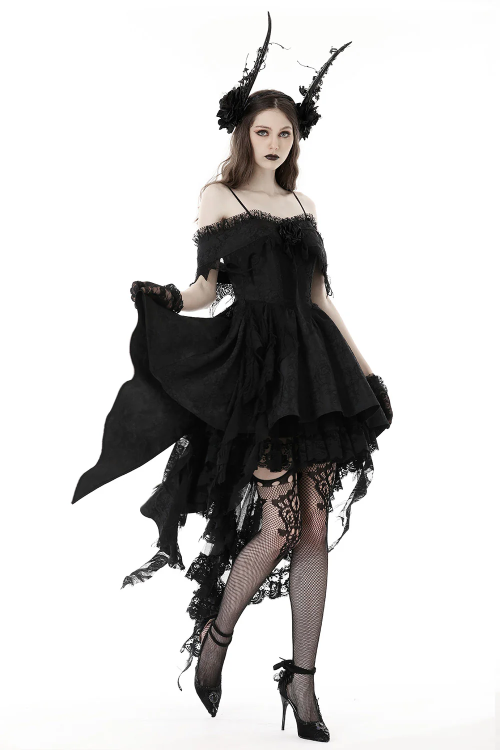 Mischief Maker Tattered Off Shoulder Dress