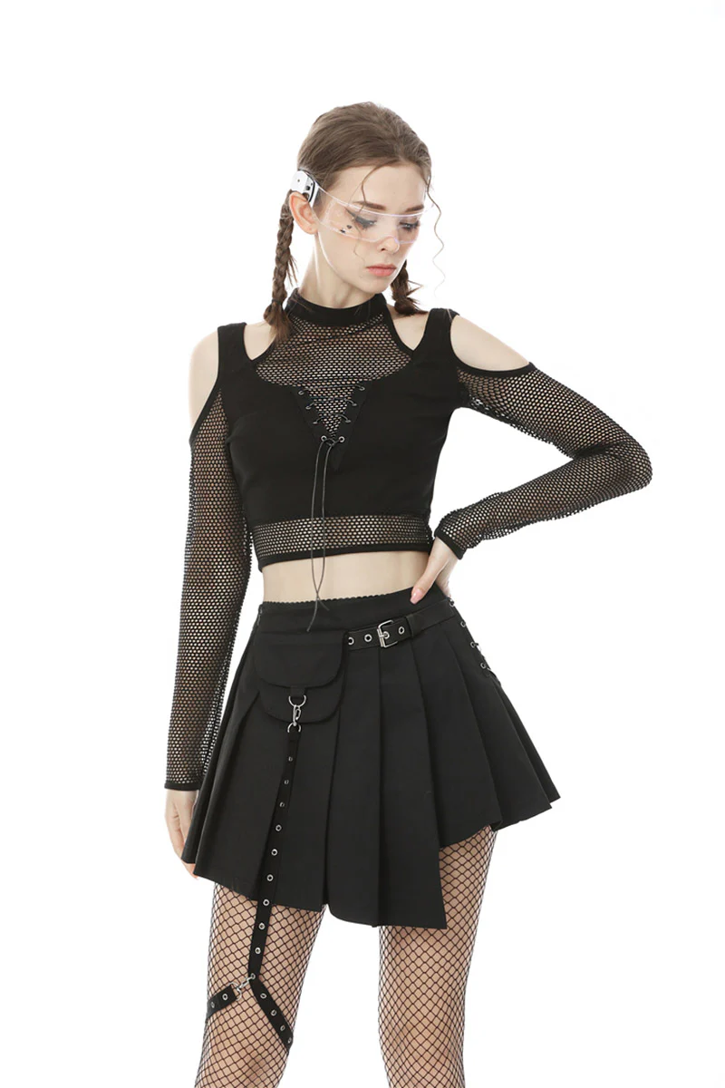 Miss Murder Fishnet Crop Top - Image 3