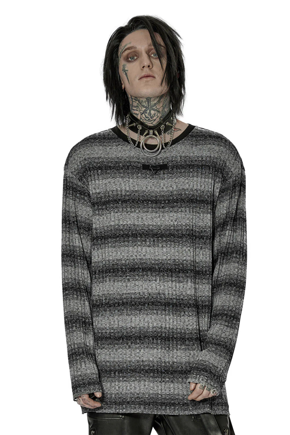 Moonash Striped Knitted Top [Black/Grey]