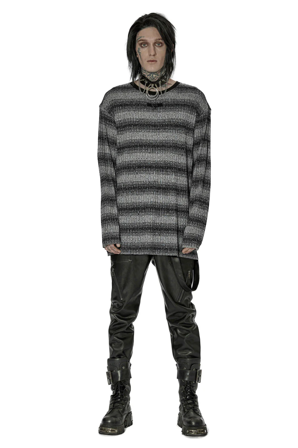 Moonash Striped Knitted Top [Black/Grey] - Image 2