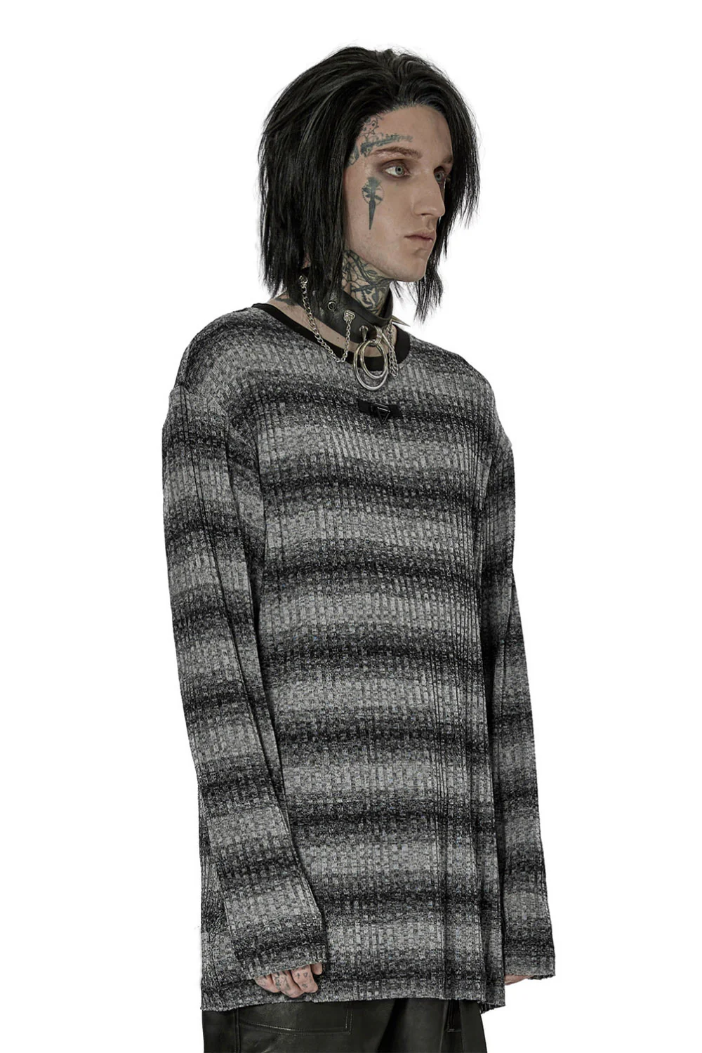 Moonash Striped Knitted Top [Black/Grey] - Image 3