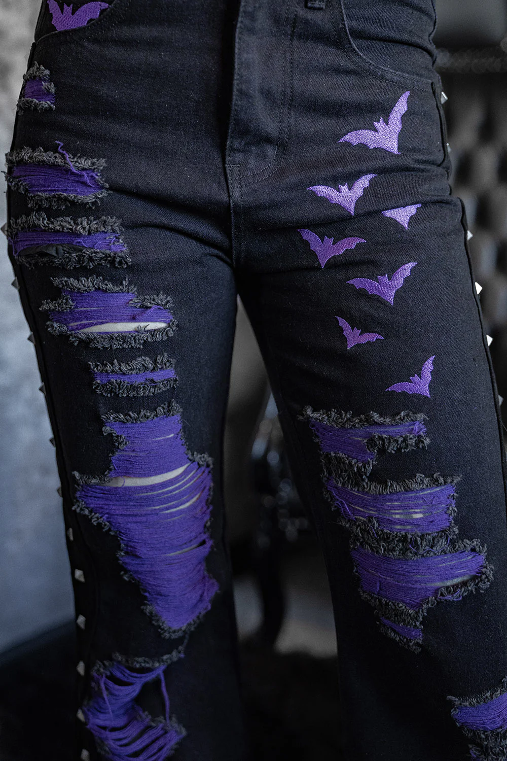 Moonbat Embroidered Shredded Pants - Image 2