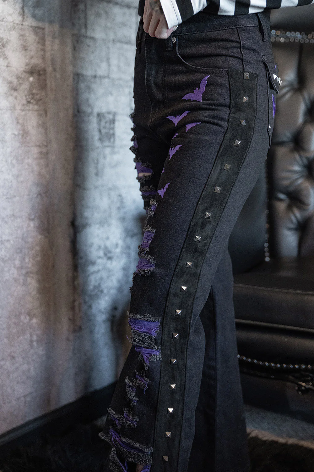 Moonbat Embroidered Shredded Pants - Image 4
