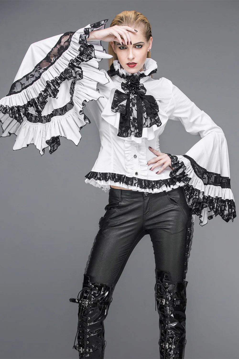 Moonpearl Victorian Goth Top [White] - Image 3