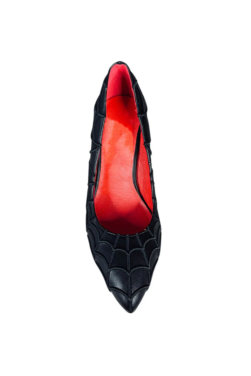 Morgana Embroidered Spiderweb Heels [Black] - Image 4