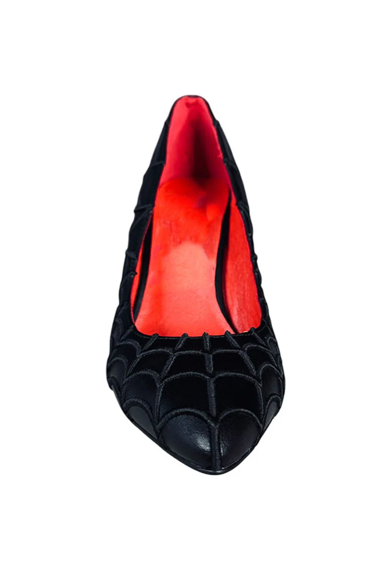 Morgana Embroidered Spiderweb Heels [Black] - Image 6