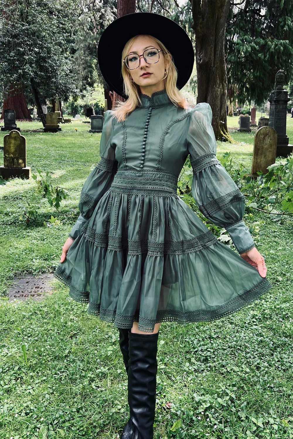 Morgana - Romantic Victorian Inspired Party Dress [Sage]