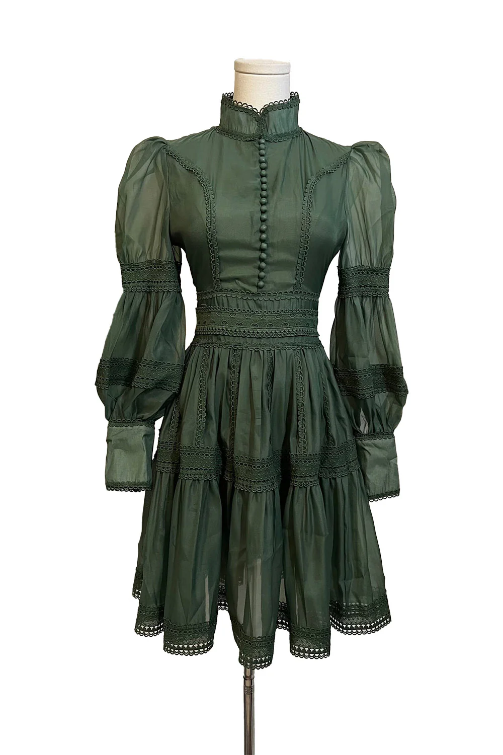 Morgana - Romantic Victorian Inspired Party Dress [Sage] - Image 5