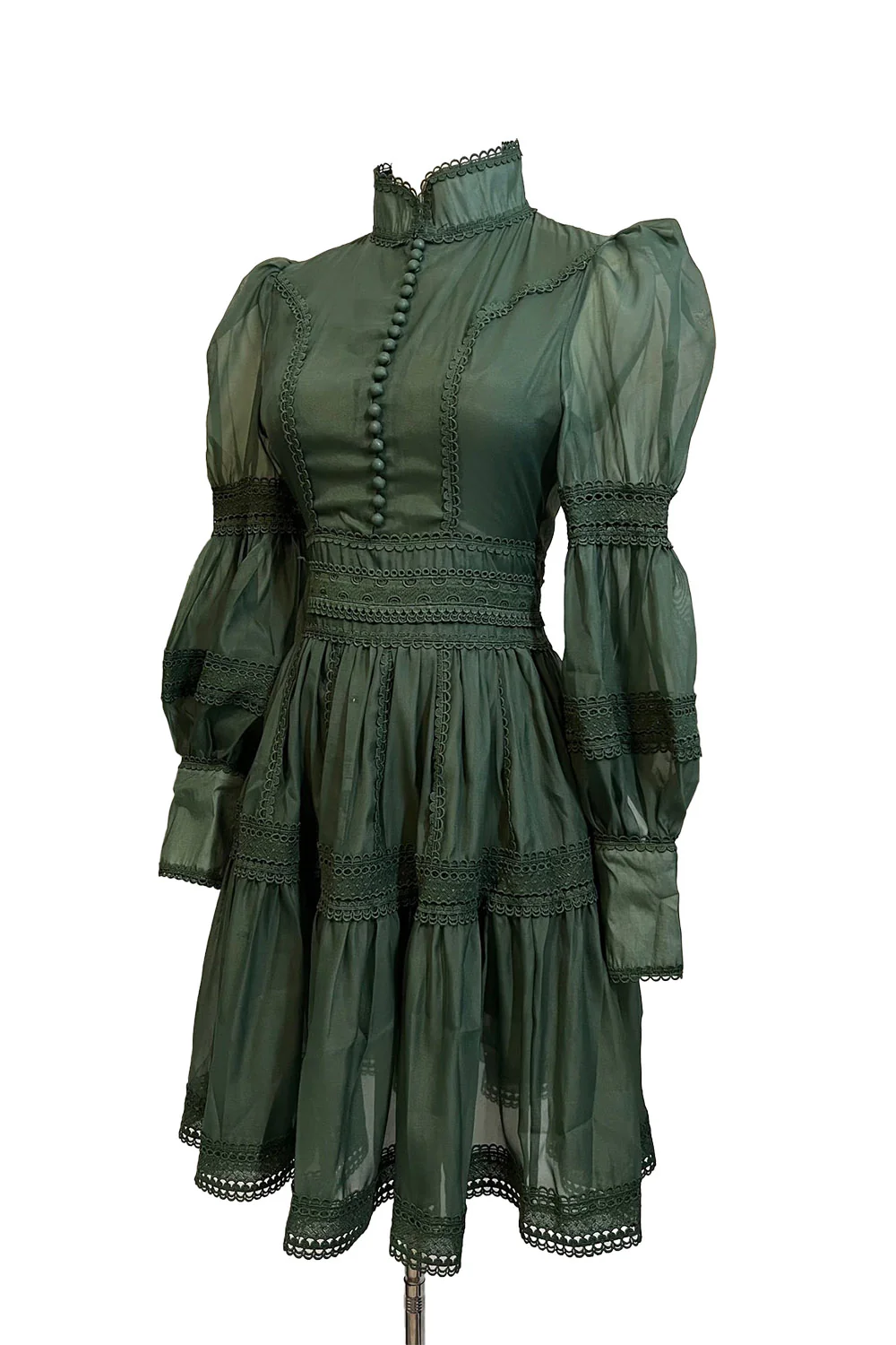 Morgana - Romantic Victorian Inspired Party Dress [Sage] - Image 7
