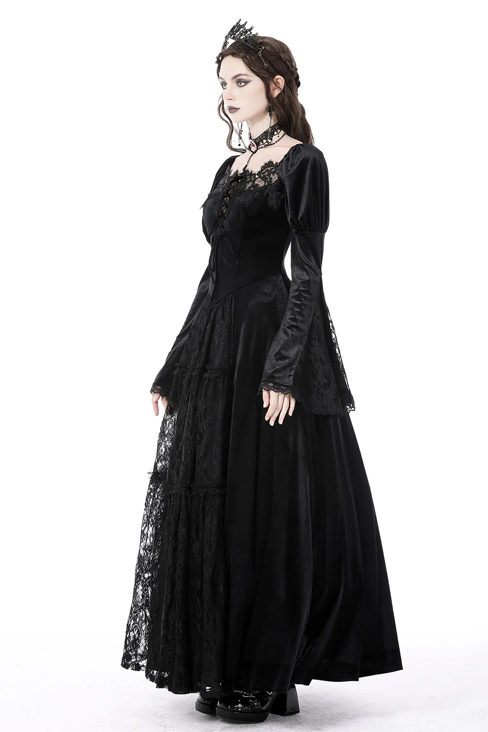 Morose Velvet Victorian Maxi Dress - Image 4