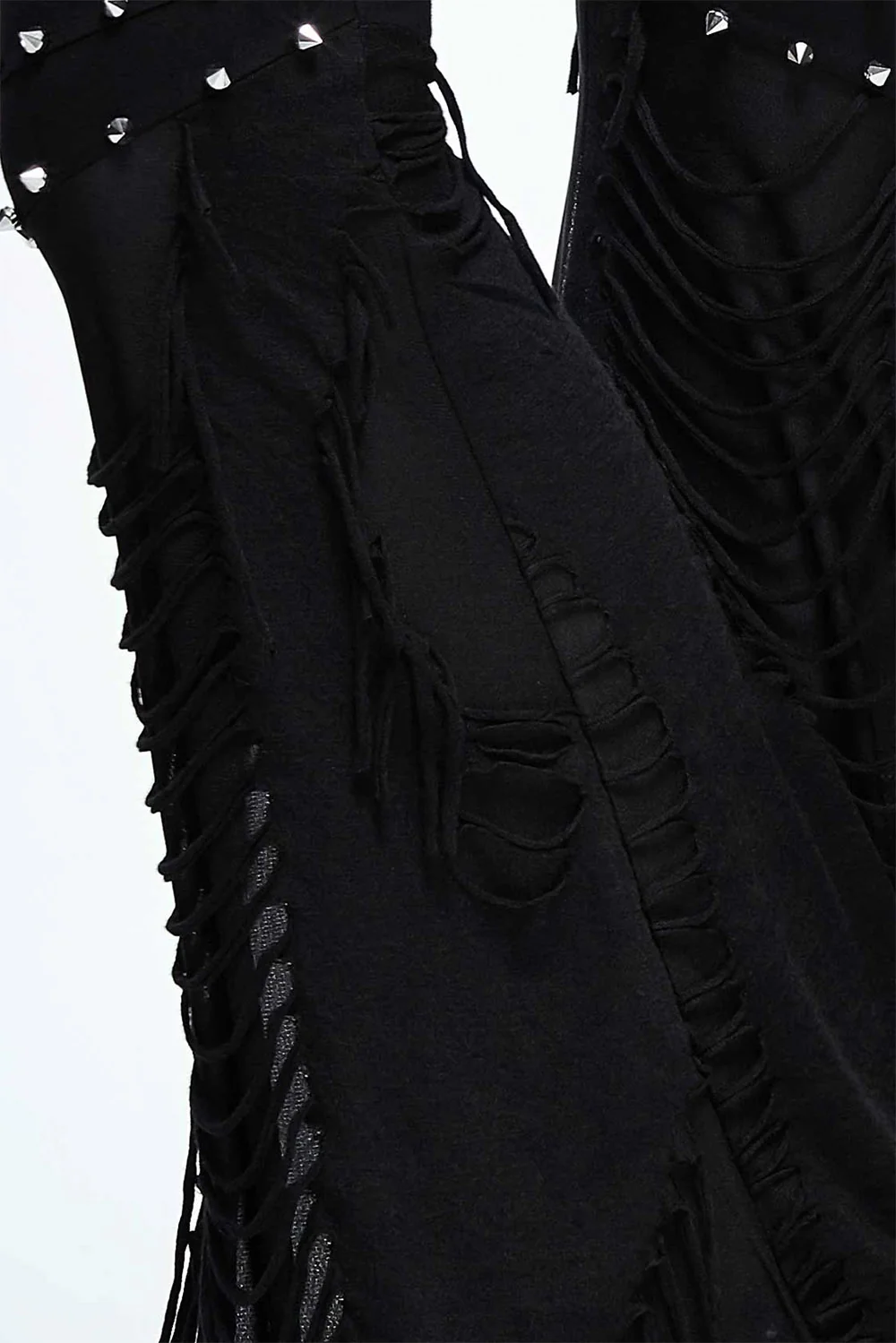 Mourn Distressed Fishnet Flared Pants - Image 4