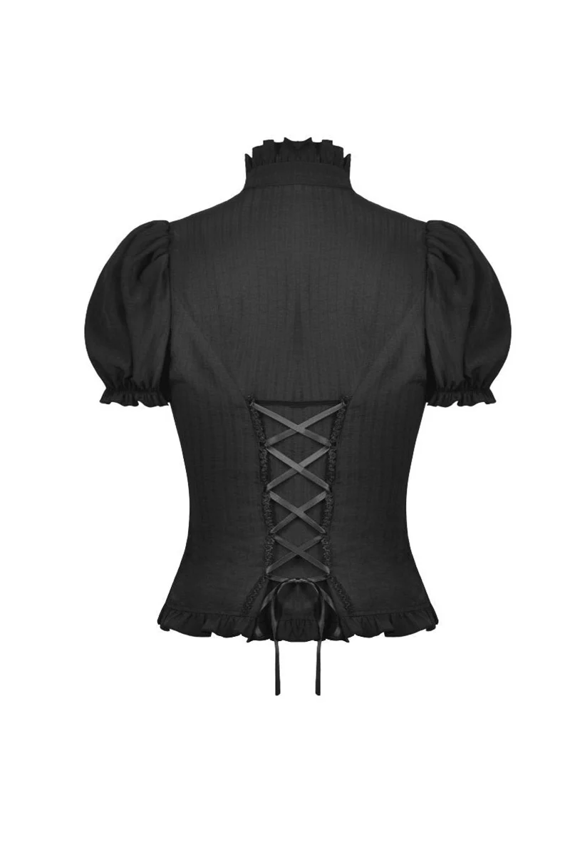 Mourning Hour Puffed Shoulder Top [Black] - Image 2