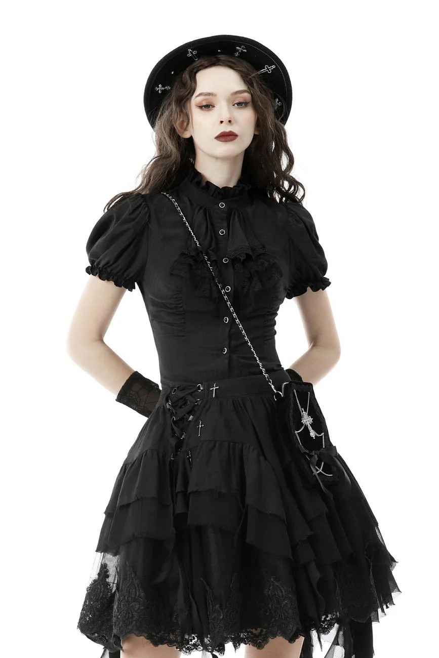 Mourning Hour Puffed Shoulder Top [Black] - Image 3
