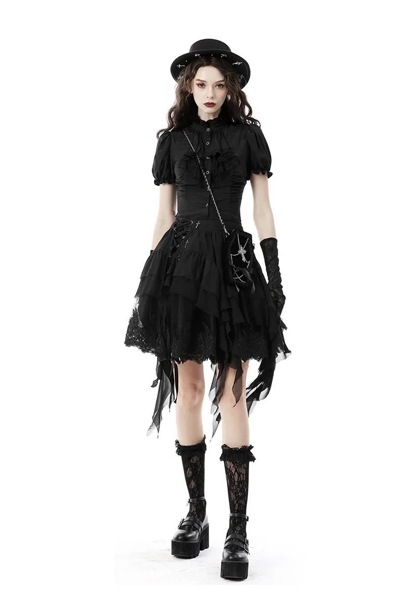 Mourning Hour Puffed Shoulder Top [Black] - Image 4