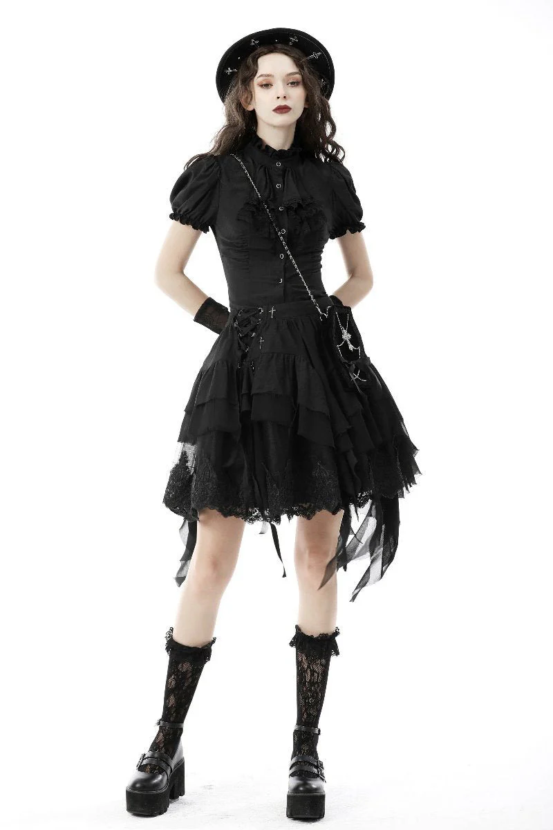 Mourning Hour Puffed Shoulder Top [Black] - Image 6