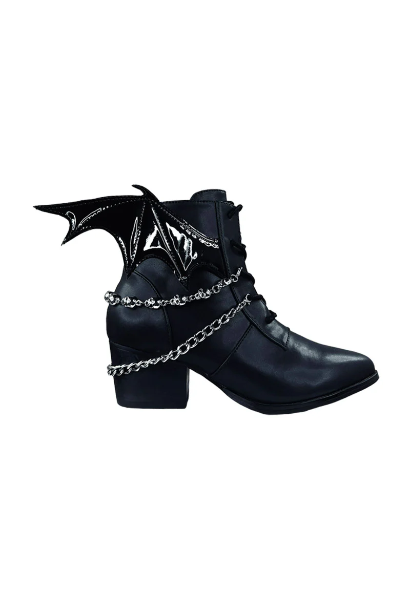 Nadja Bat Wing Boots [Black/Silver] - Image 2