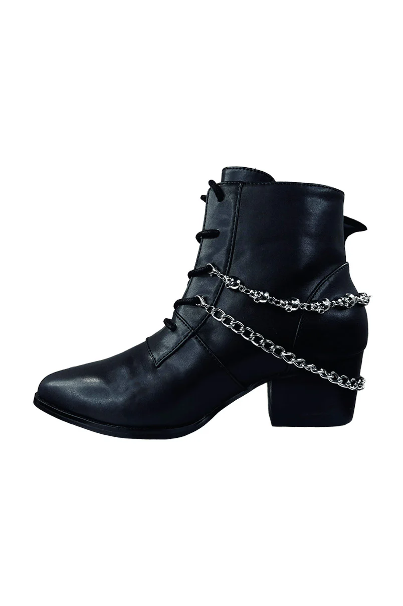 Nadja Bat Wing Boots [Black/Silver] - Image 4