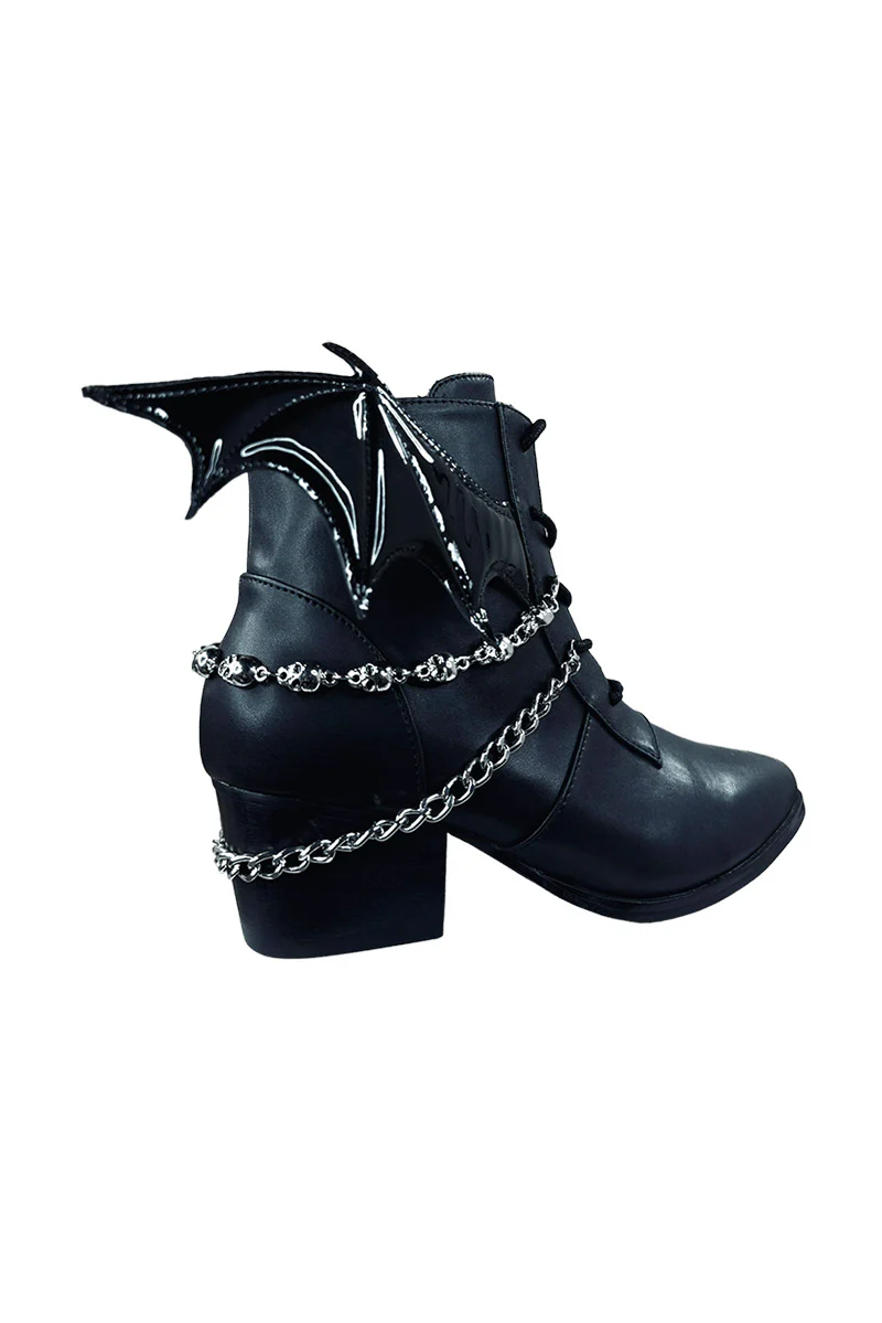 Nadja Bat Wing Boots [Black/Silver] - Image 5