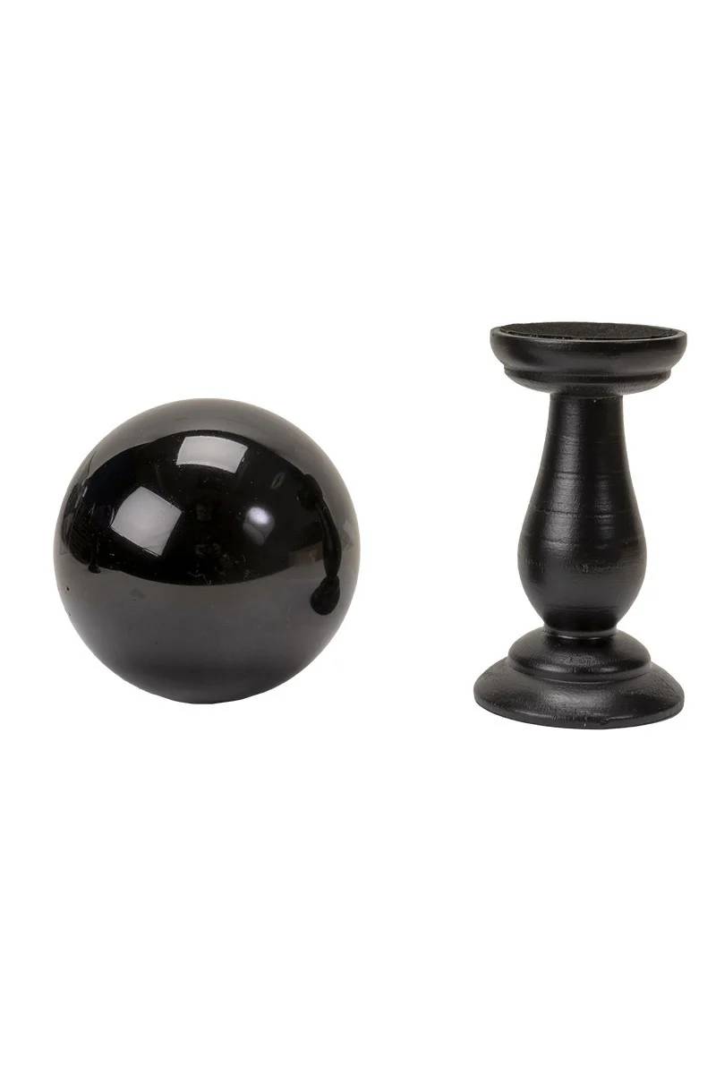Small Black Crystal Ball on Stand - Image 2