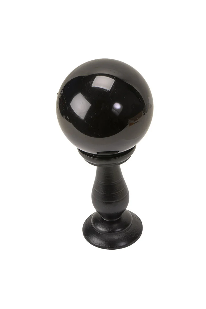 Small Black Crystal Ball on Stand - Image 3