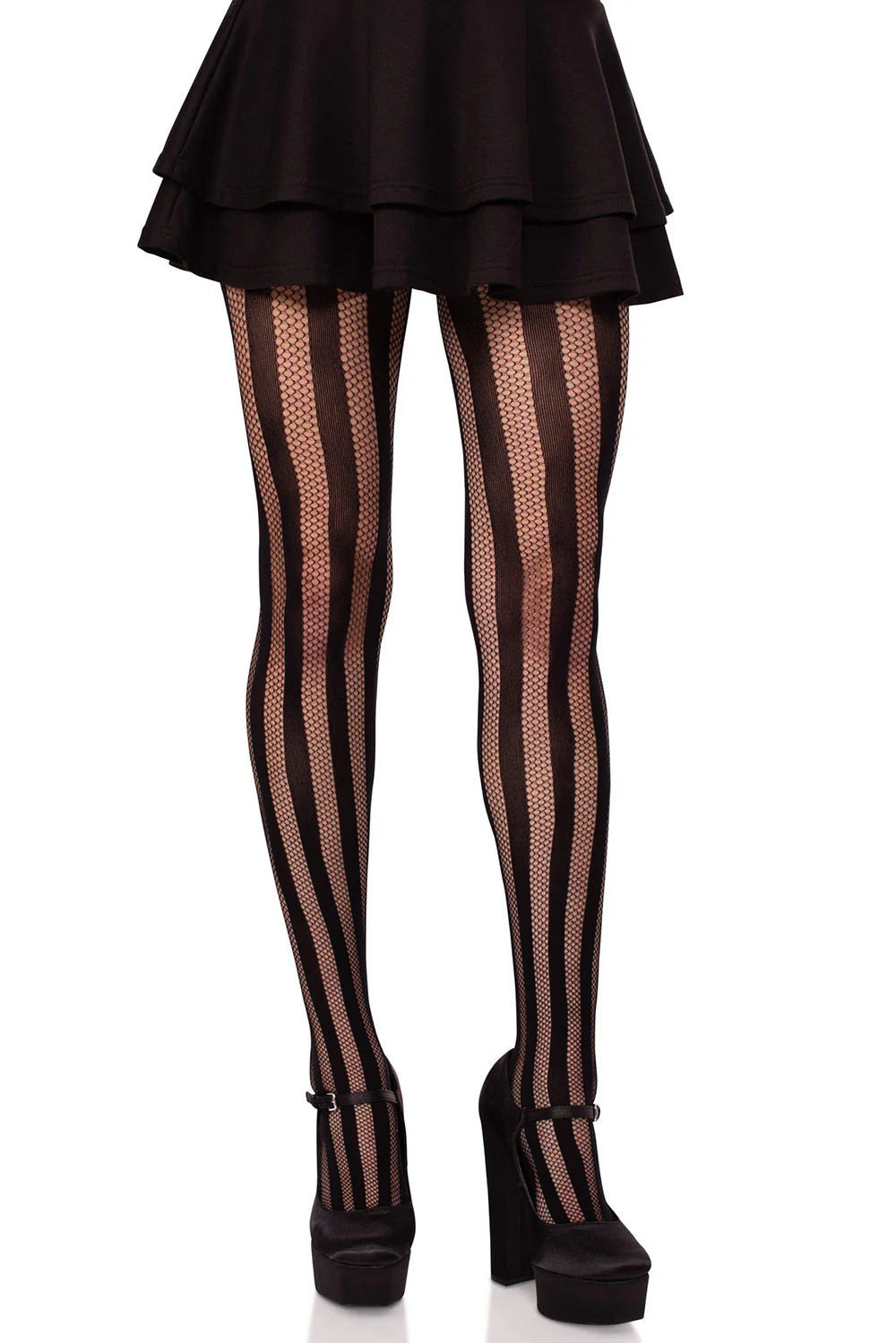 Net and Opaque Striped Tights