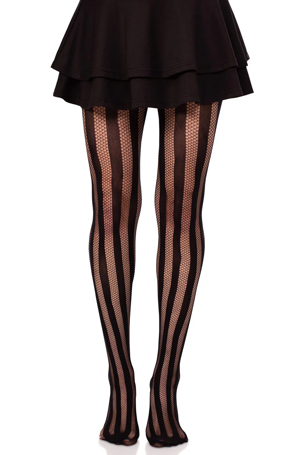 Net and Opaque Striped Tights - Image 4