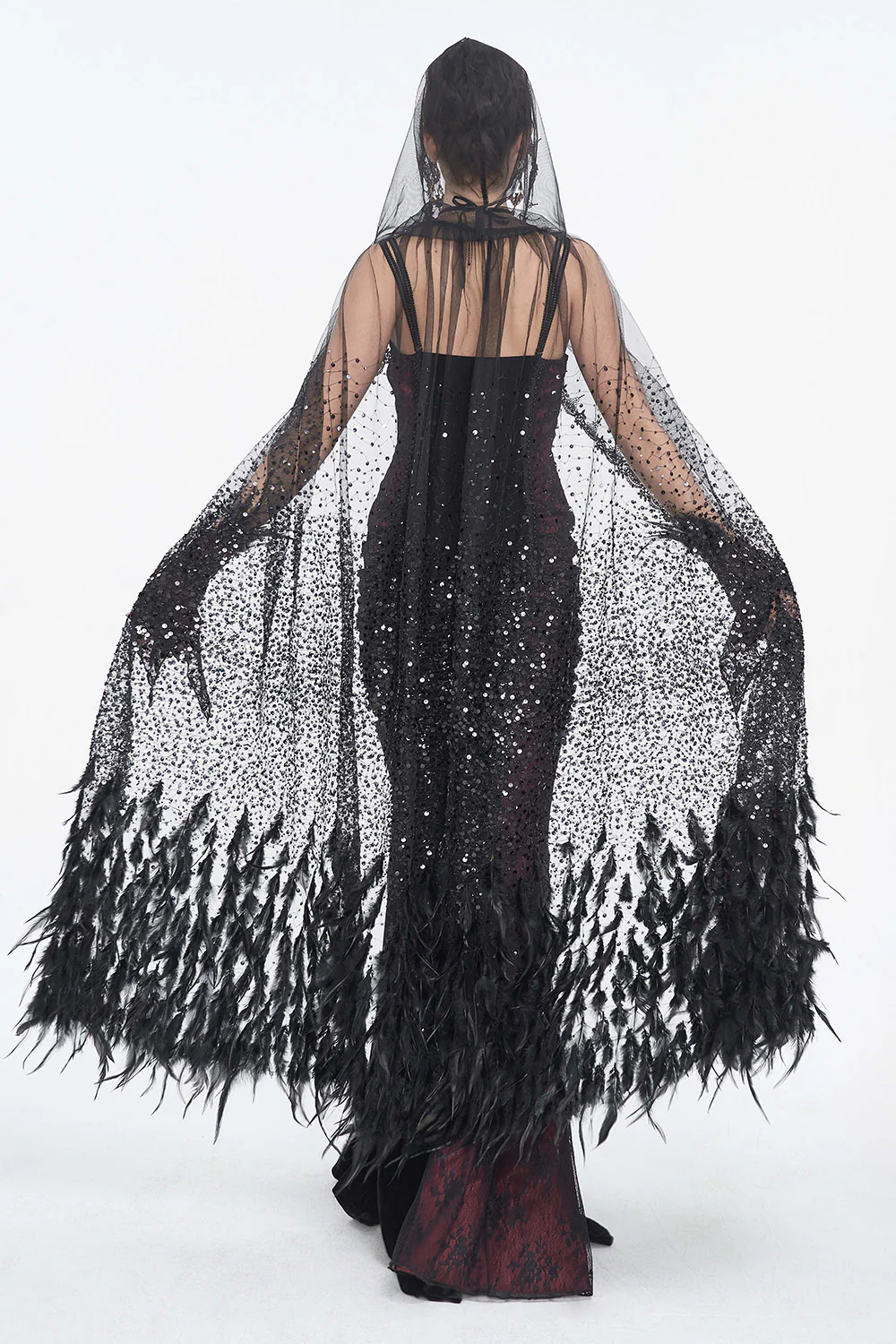Nevermora Raven Feathered Rhinestone Cape - Image 5