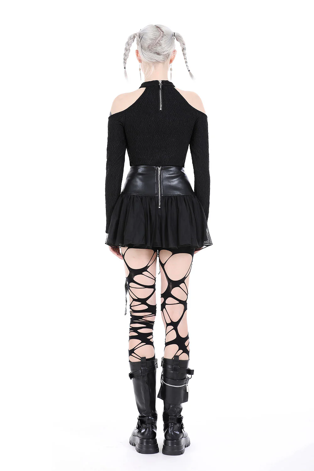 Nevermora Shoulder Cutout Punk Top - Image 4