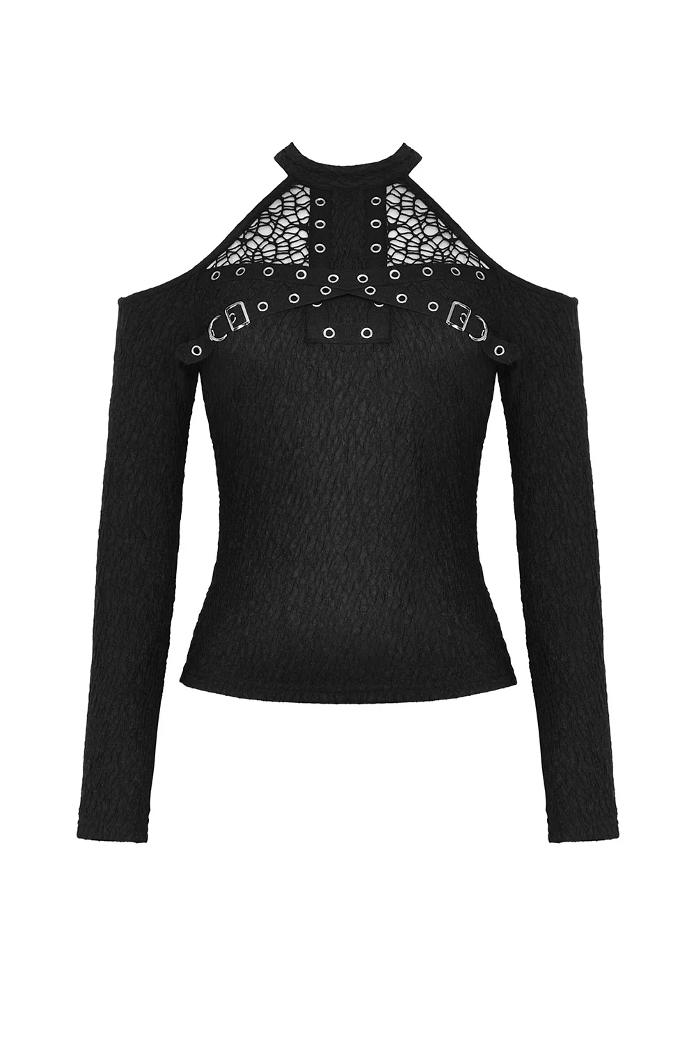Nevermora Shoulder Cutout Punk Top - Image 6