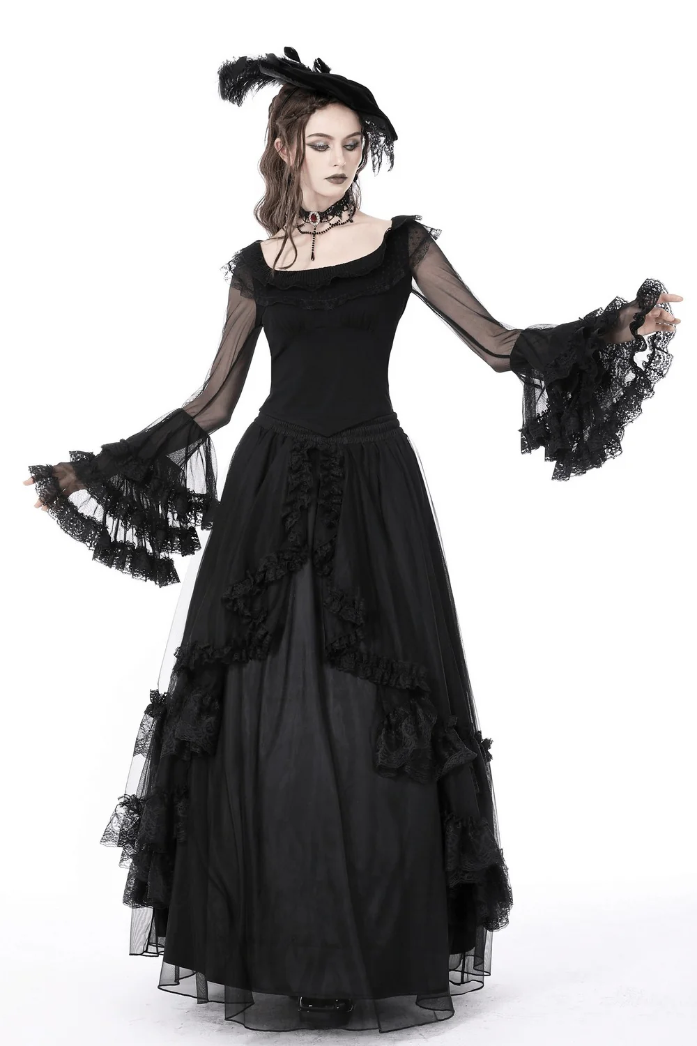 Night Éternelle Flared Lace Sleeve Top
