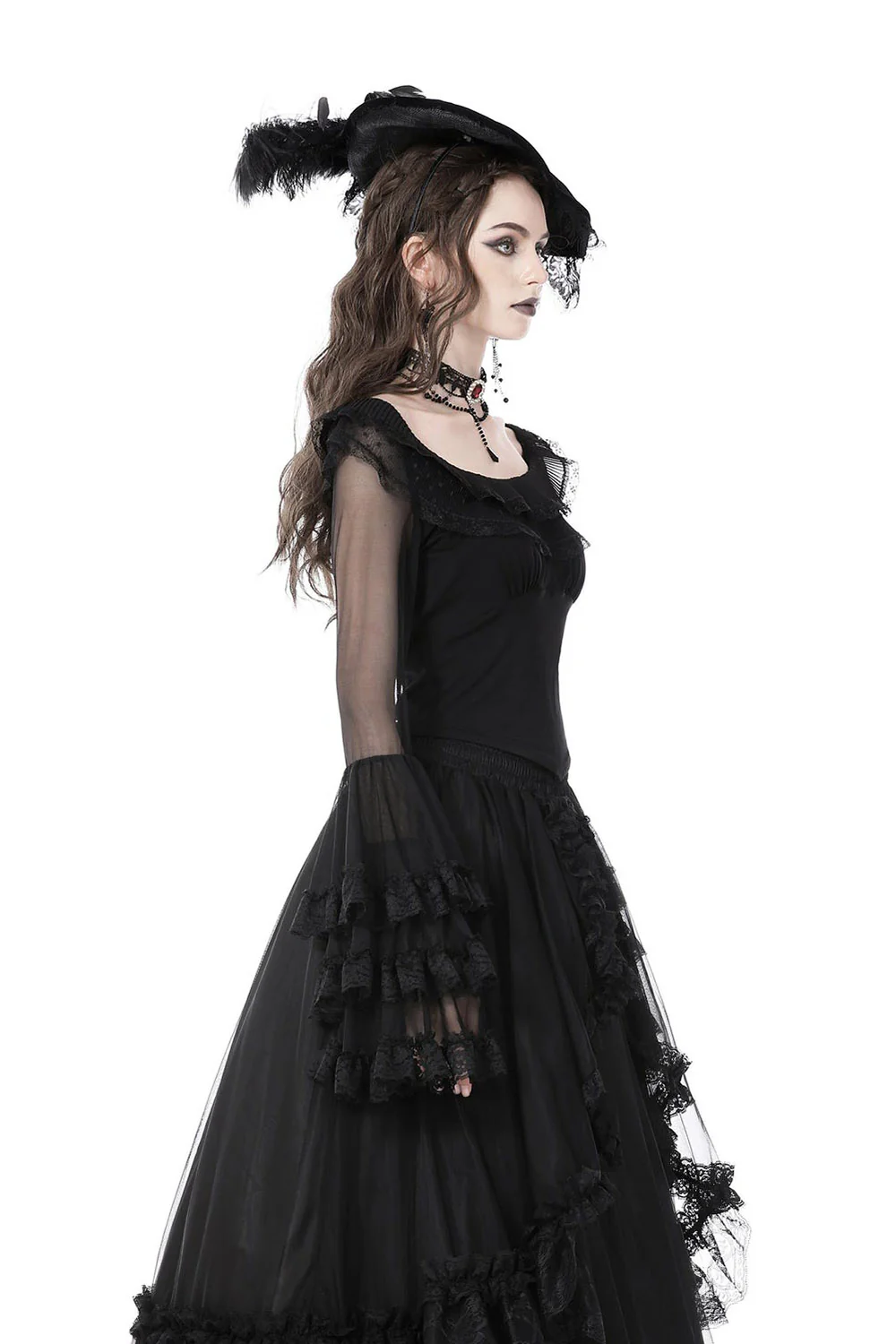Night Éternelle Flared Lace Sleeve Top - Image 3