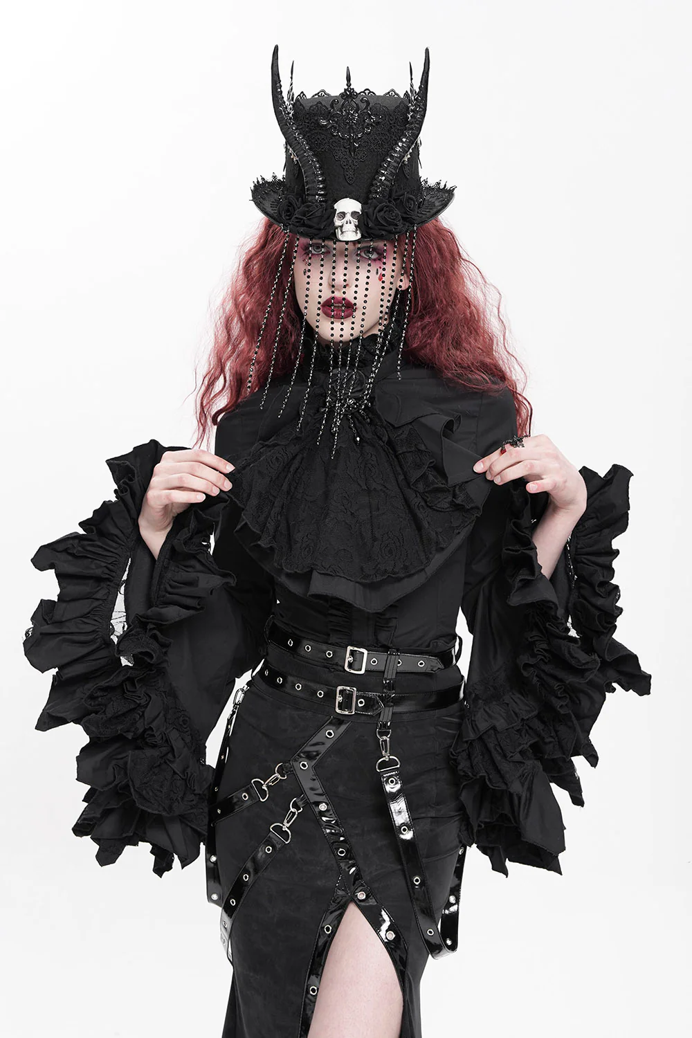 Nightshade Rose Ruffle Top [Black]