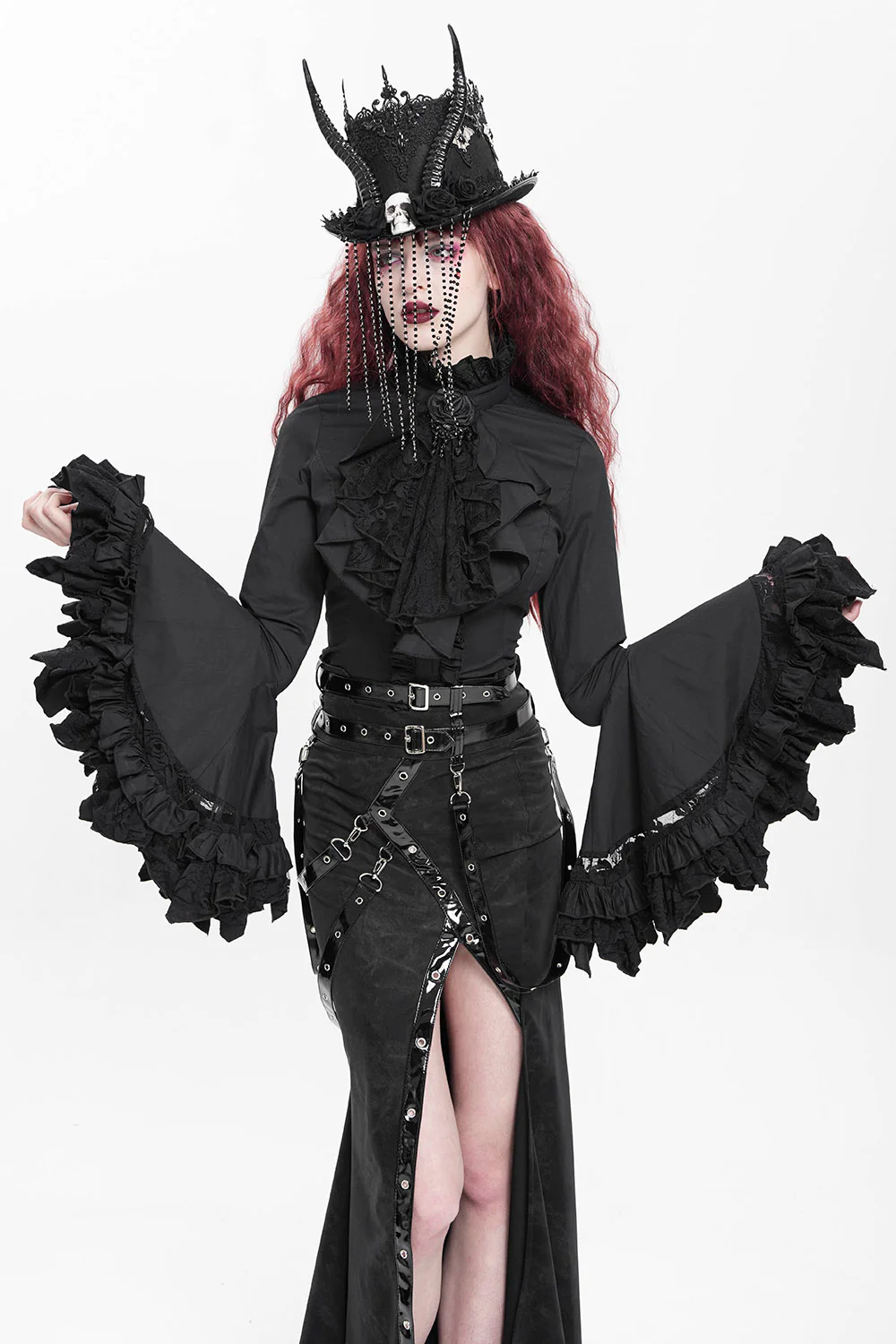 Nightshade Rose Ruffle Top [Black] - Image 2