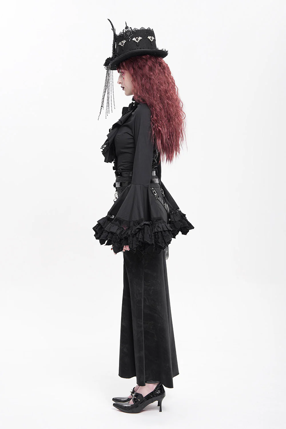 Nightshade Rose Ruffle Top [Black] - Image 5