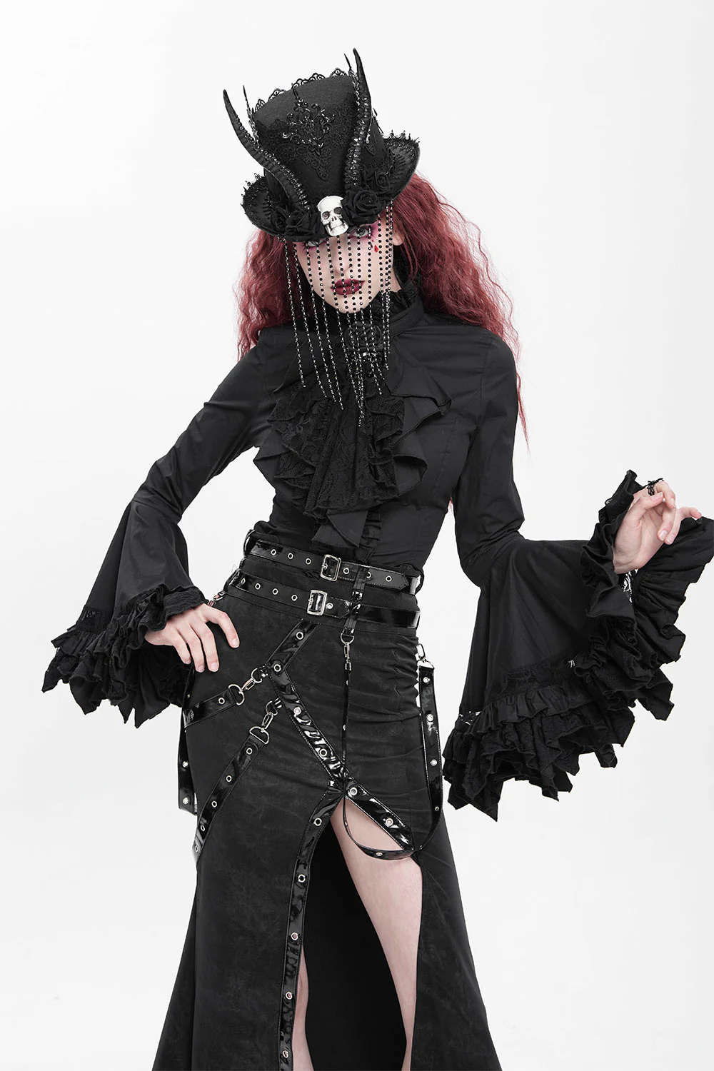 Nightshade Rose Ruffle Top [Black] - Image 7