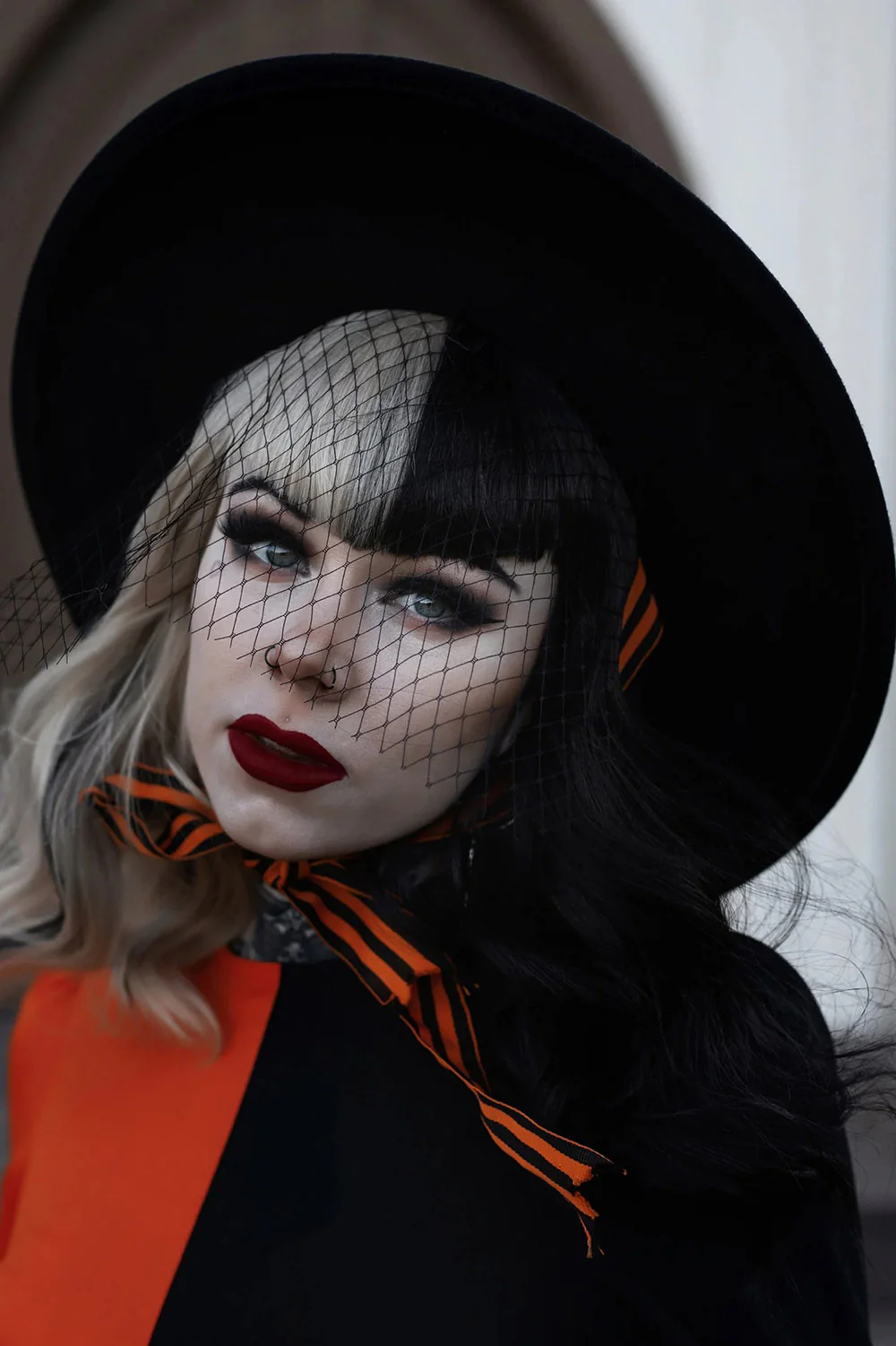 Orange Nightmare Veiled Hat - Image 2