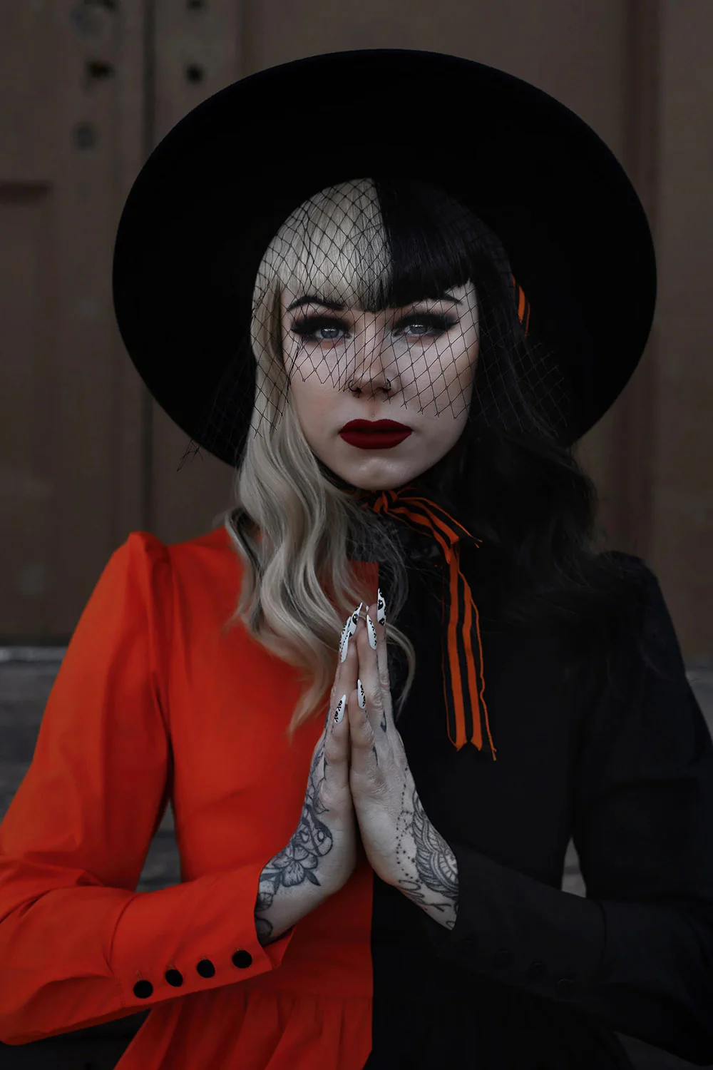 Orange Nightmare Veiled Hat - Image 4