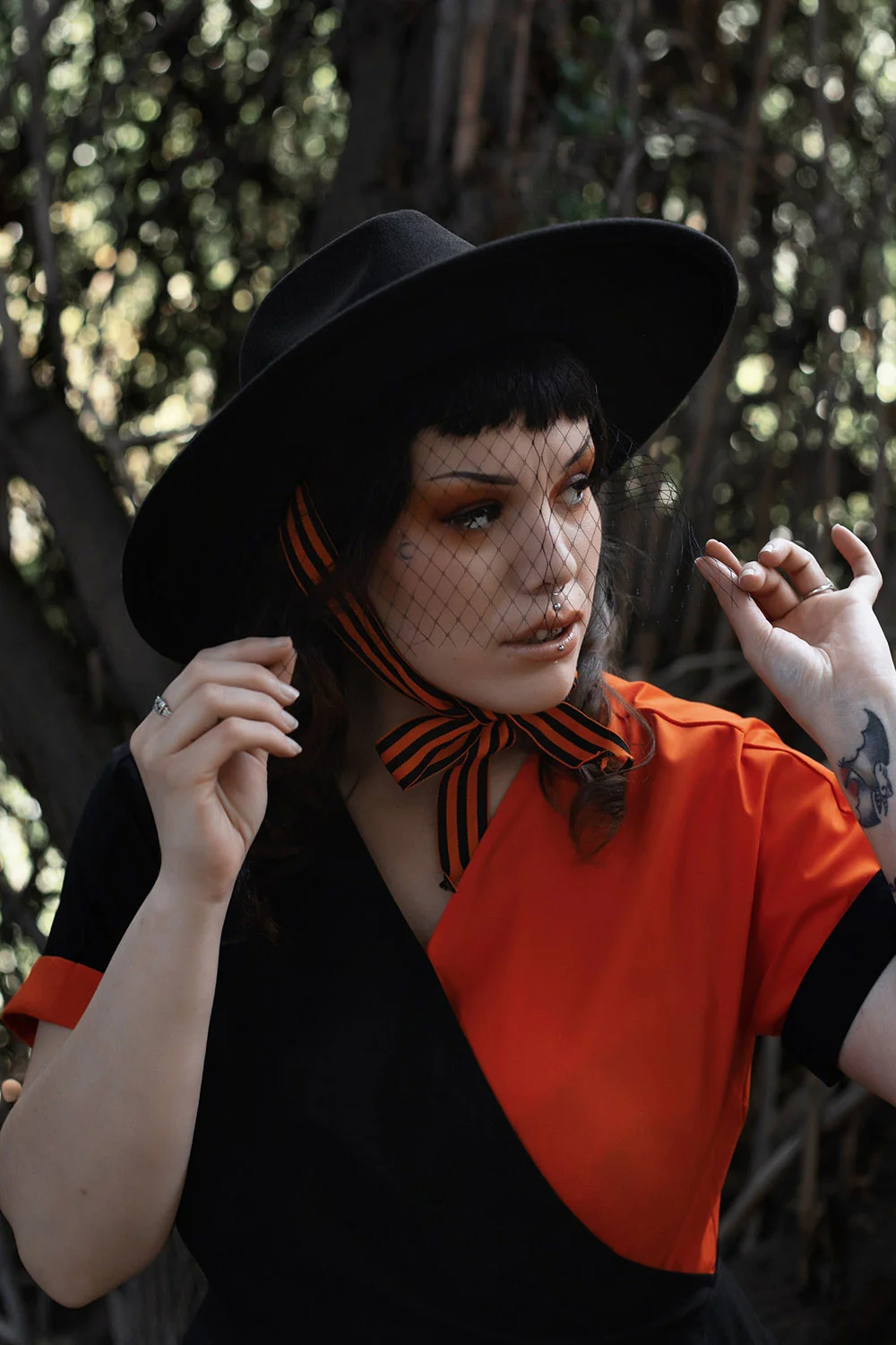 Orange Nightmare Veiled Hat - Image 5