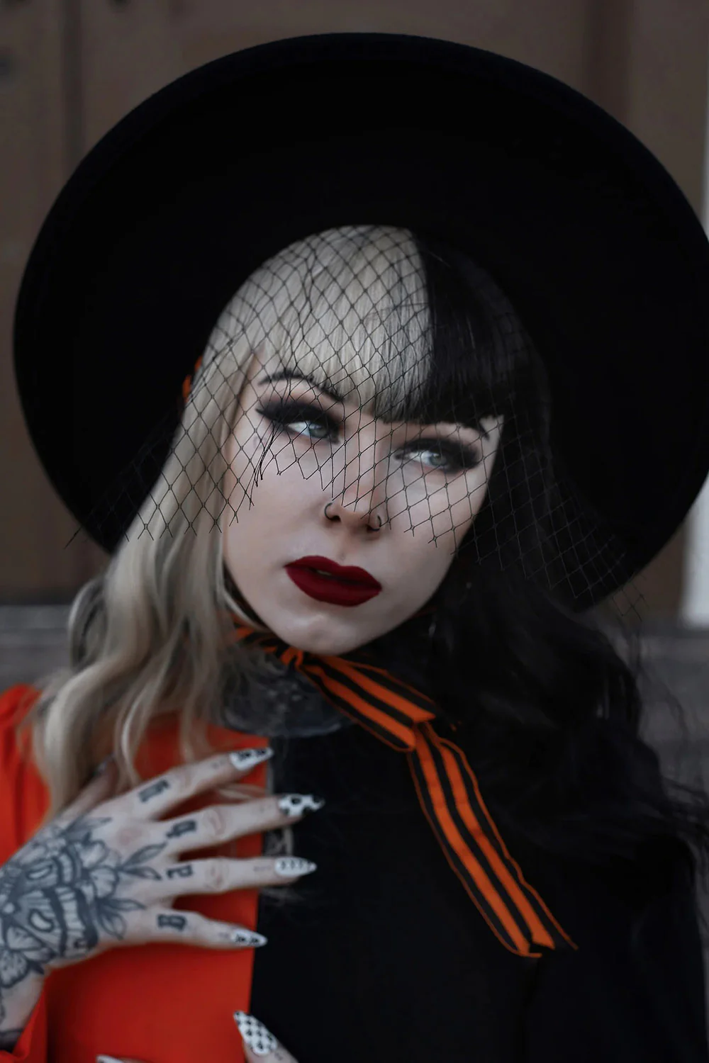 Orange Nightmare Veiled Hat - Image 8