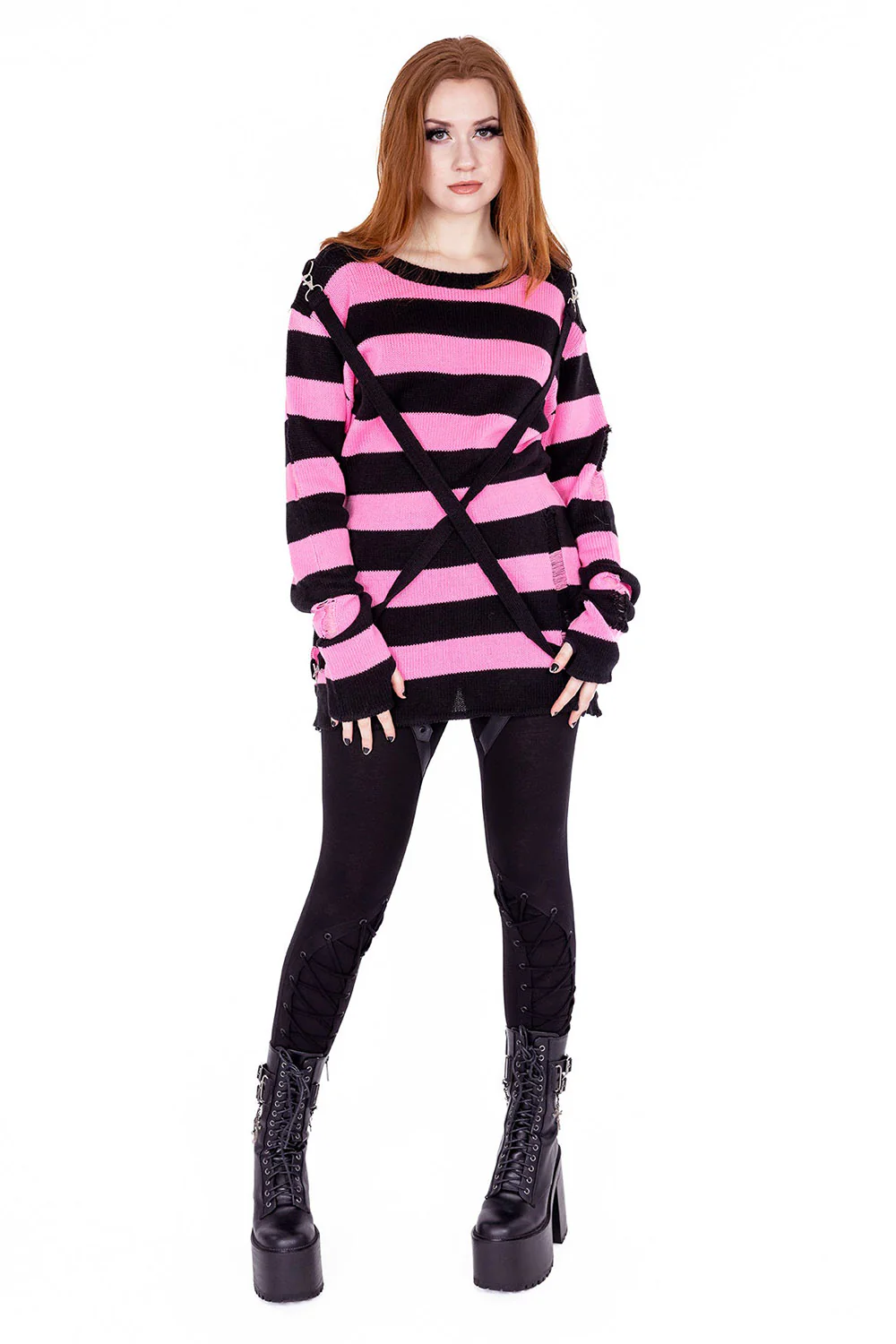 Oriana Jumper Sweater [BLACK/PASTEL PINK] - Image 2