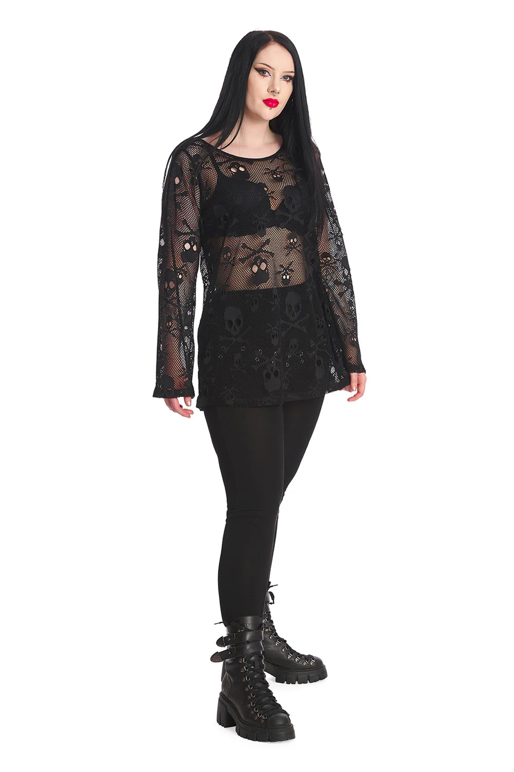 Oversized Skull & Crossbones Net Top