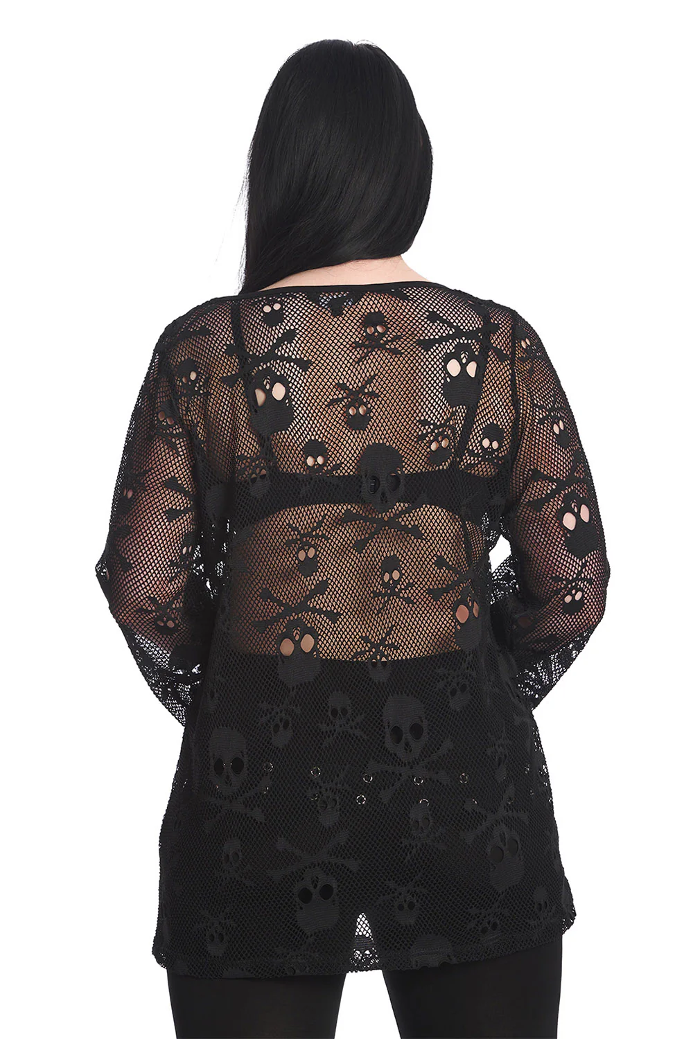 Oversized Skull & Crossbones Net Top - Image 3