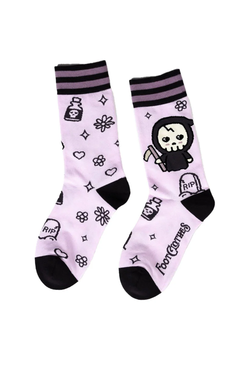 Pastel Goth Grim Reaper Crew Socks - Image 2