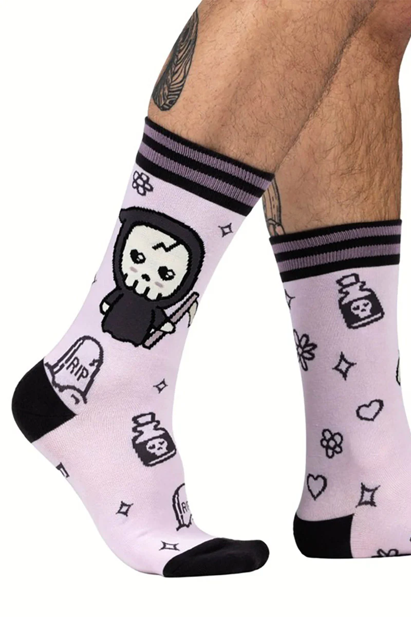 Pastel Goth Grim Reaper Crew Socks - Image 5