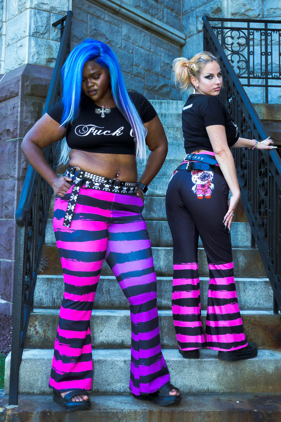 Pastel Goth Striped Flares - Image 6