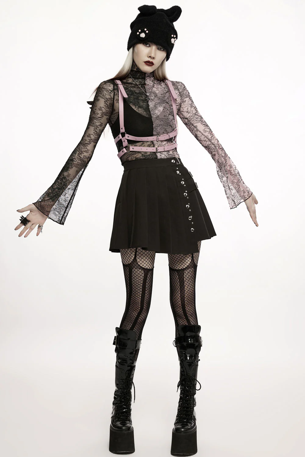 Pastel Goth Wings Harness [BLACK/PINK] - Image 3
