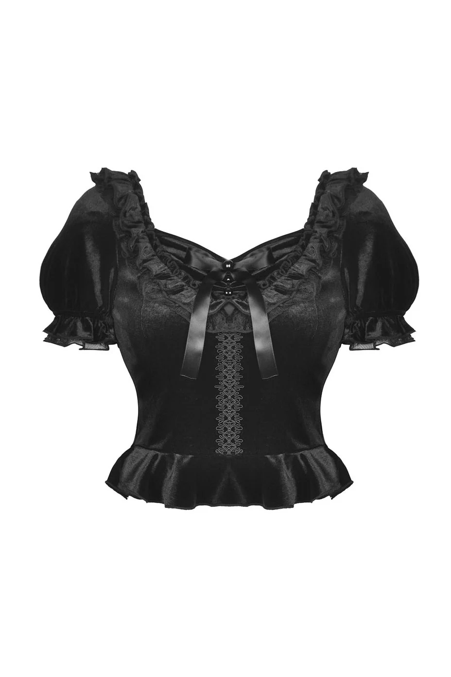 Phantom Ruffled Puff Shoulder Crop Top - Image 2