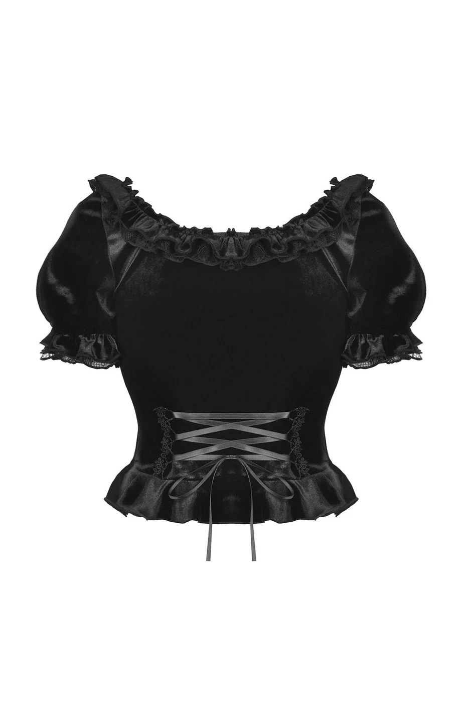 Phantom Ruffled Puff Shoulder Crop Top - Image 3