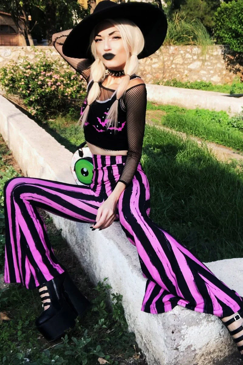 Pink and Black Striped Hellz Bellz Flares [BLACK/PINK] - Image 6