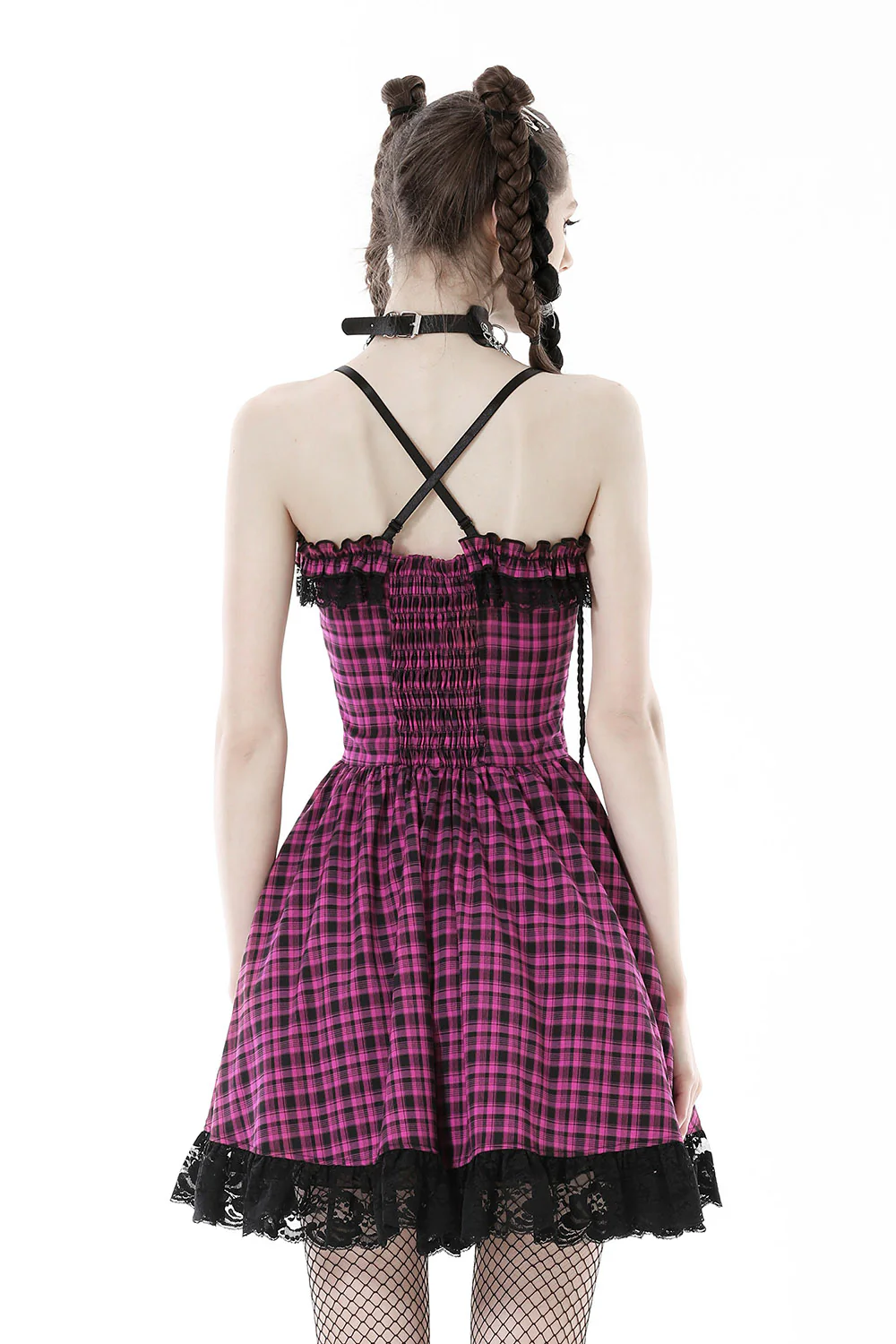 Pink Death Plaid Dress - Image 3